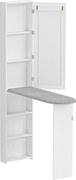 HOMCOM Móvel de Engomar com Espelho Tábua de Engomar Dobrável 6 Compartimentos 2 Ganchos 107x35x174 cm Branco | Aosom Portugal