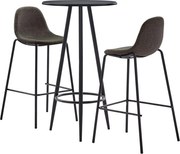vidaXL 3 pcs conjunto de bar tecido cinzento-escuro