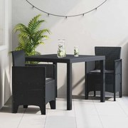 vidaXL Conjunto de Jantar para Jardim 3 pcs Antracite