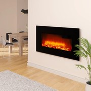 Lareira eléctrica de parede preta com controlo remoto 66 x 13,5 x 43 cm preto