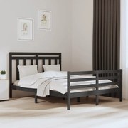 Estrutura de cama king 150x200 cm madeira maciça cinzento