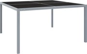 vidaXL Mesa de jardim 130x130x72 cm aço e vidro cinzento