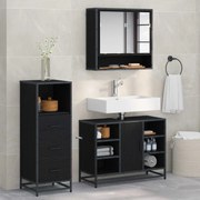 vidaXL Conjunto de Móveis para Banheiro com porta 3 pcs Carvalho Preto