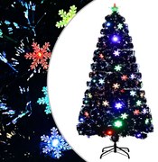 vidaXL Árvore de Natal com flocos de neve LED 120 cm fibra ótica preto