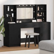 Conjunto de Mesa de Maquilhagem 3 Peças vidaXL Preto em Madeira Revestida