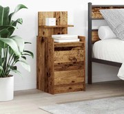 vidaXL Mesa de cabeceira com 2 gavetas 38x34x80 cm madeira velha