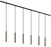 Sistema de iluminação de trilho moderno com 6 pendentes bronze monofásico - Slimline Keno