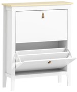 HOMCOM Sapateira Estreita com 2 Gavetas Prateleiras Ajustáveis e Puxadores em PU para 14 Pares de Sapatos 80x24x95,5 cm Branco | Aosom Portugal