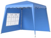 Outsunny Tenda Dobrável com 2 Paredes Laterais Altura Ajustável Proteção UV50+ e Bolsa de Transporte 240x240x250 cm Azul