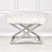 Pouffe Capraz – Prateado e Branco – 50 cm x 42 cm x 40 cm