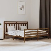 Estrutura de cama super king 180x200 cm madeira castanho-mel