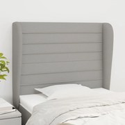 vidaXL Cabeceira de cama c/ abas tecido 83x23x118/128cm cinzento-claro