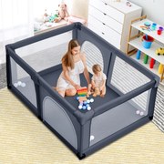 Centro de Atividade Parque Infantil e Portátil e Seguro para Crianças Cercado com Malha Respirável e Zíper 120 x 190 x 69 cm Cinza x 69 cm Cinzento