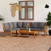 vidaXL 5 pcs conjunto lounge de jardim c/ almofadões acácia maciça