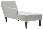 Chaise-longue com apoio de braço direito veludo cinzento claro