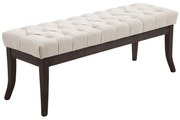 Banco Ramses em tecido com estrutura em antigo escuro 46 x 120 x 38 cm Creme