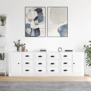 vidaXL Aparadores 3 pcs derivados de madeira branco brilhante