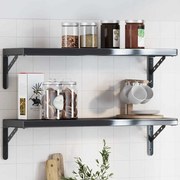 vidaXL Suportes prateleira 4pcs 23,5x2,5x15,5 cm aço inoxidável preto