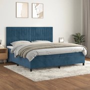 vidaXL Cama com molas/colchão 200x200 cm veludo azul-escuro