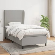 vidaXL Cama com molas/colchão 90x190 cm tecido cinzento-claro