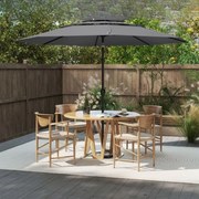 Guarda-sol de jardim ventilado de 3 níveis com pega de botão de inclinação 8 hastes fortes 300 x 300 x 245 cm Cinzento
