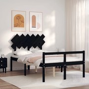 Estrutura de cama com cabeceira 120x200cm madeira maciçao preto