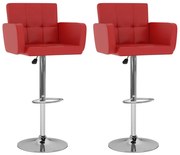 Bancos de bar 2 pcs couro artificial vermelho