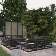 vidaXL 13 pcs conjunto lounge de jardim pinho maciço preto
