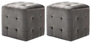 Pufe 2 pcs 30x30x30 cm veludo cinzento