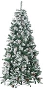 HOMCOM Árvore de Natal Artificial Altura 180 cm Árvore Nevada com 695 Ramos 57 Pinhas e Base de Aço Dobrável Ø104x180 cm Verde