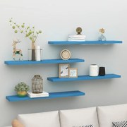 Prateleiras de parede suspensas 4 pcs 120x23,5x3,8cm MDF azul