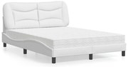 vidaXL Cama com colchão 140x190 cm couro artificial branco