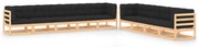 vidaXL 9 pcs conj. lounge jardim c/ almofadões antracite pinho maciço