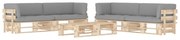 vidaXL 6 pcs conj. lounge paletes c/ almofadões pinho impregnado