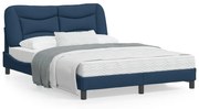 vidaXL Estrutura de cama com LED sem colchão 140x200 cm tecido azul