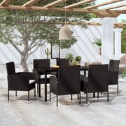 vidaXL 7 pcs conjunto de jantar para jardim preto