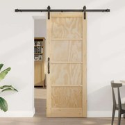 vidaXL Porta Deslizante com Conjunto de Hardware 78x202 cm Madeira de Pinho Maciça