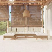 vidaXL 6pcs conj. lounge jardim + almofadões pinho maciço castanho-mel