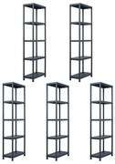 vidaXL Estantes de arrumação 5 pcs preto 125 Kg 60x30x180 cm plástico