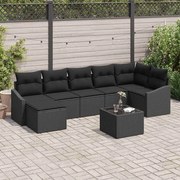 vidaXL Conjunto de Jantar de Jardim com 8 Peças e Almofadas, Bege, em Polirrattan.