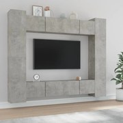 vidaXL Conjunto móveis de TV 8 pcs madeira processada cinzento cimento