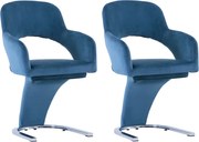 Cadeiras de jantar 2 pcs veludo azul