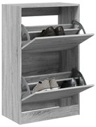 vidaXL Sapateira 60x34x96,5 cm derivados de madeira cinzento sonoma