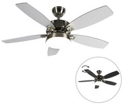 Ventilador de teto em aço com comando remoto incl. LED - Malaki Moderno