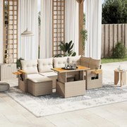 vidaXL 7 pcs conjunto de sofás p/ jardim com almofadões vime PE bege