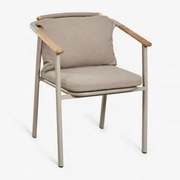 Cadeira De Jantar Yervin Com Braços Em Alumínio E Tecido Bouclé Tecido Bouclé Castanho Moka - Sklum