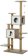 PawHut Árvore Arranhador de escalada para gatos Altura de 177 cm com Plataformas Cavernas Almofada macia brinquedo de suspensão | Aosom Portugal