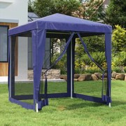 vidaXL Tenda para festas c/ 4 paredes laterais em rede 2x2 m PEAD azul