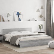 vidaXL Estrutura cama com cabeceira 180x200 cm cinzento sonoma