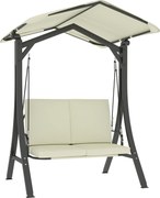 Outsunny Balanço estilo Hollywood com toldo ajustável e almofada, 2 lugares, até 220 kg, 150x120x182 cm, Creme branco | Aosom Portugal